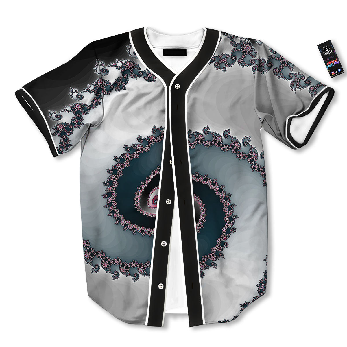 Fractal Infinite Print Baseball Jersey-grizzshop