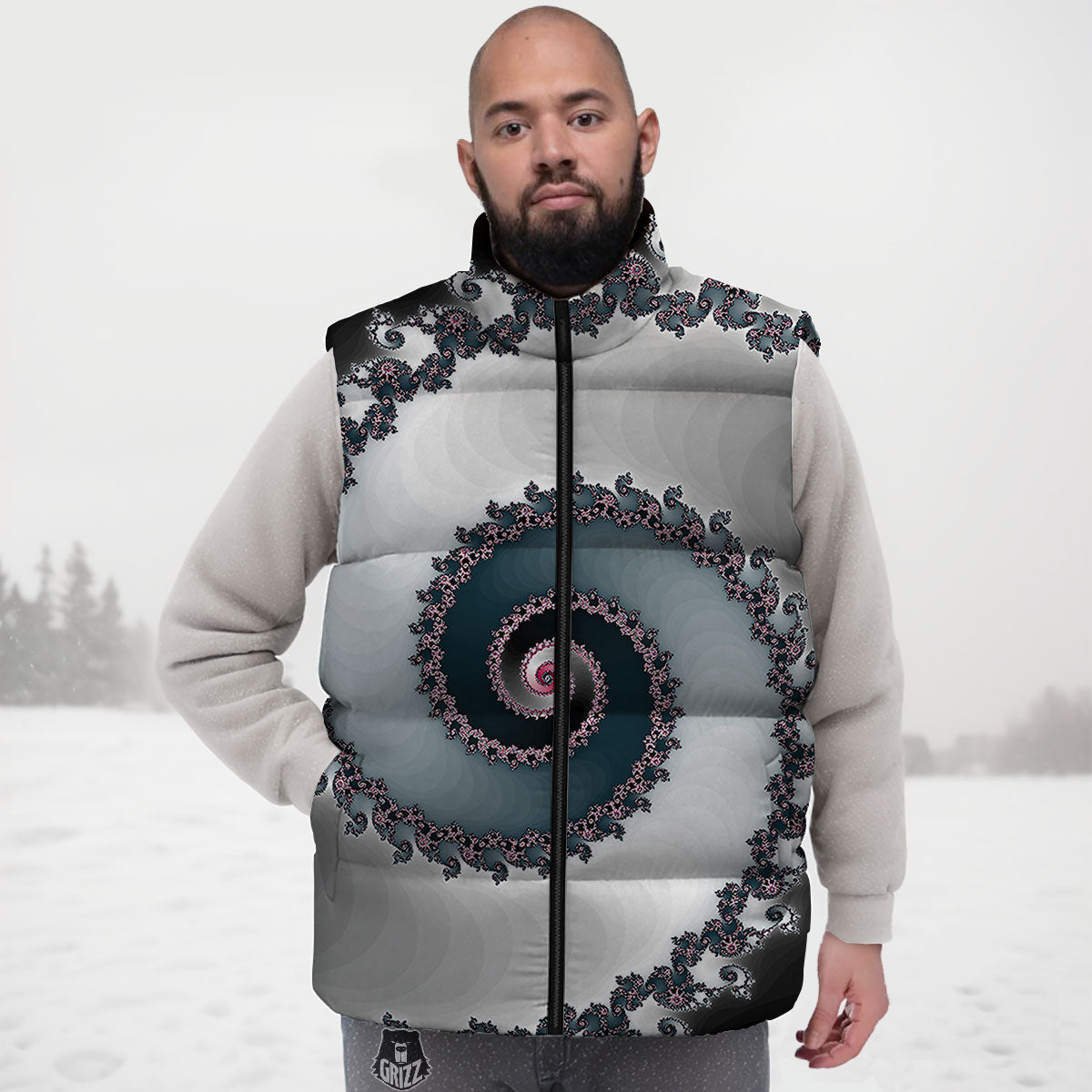 Fractal Infinite Print Down Vest