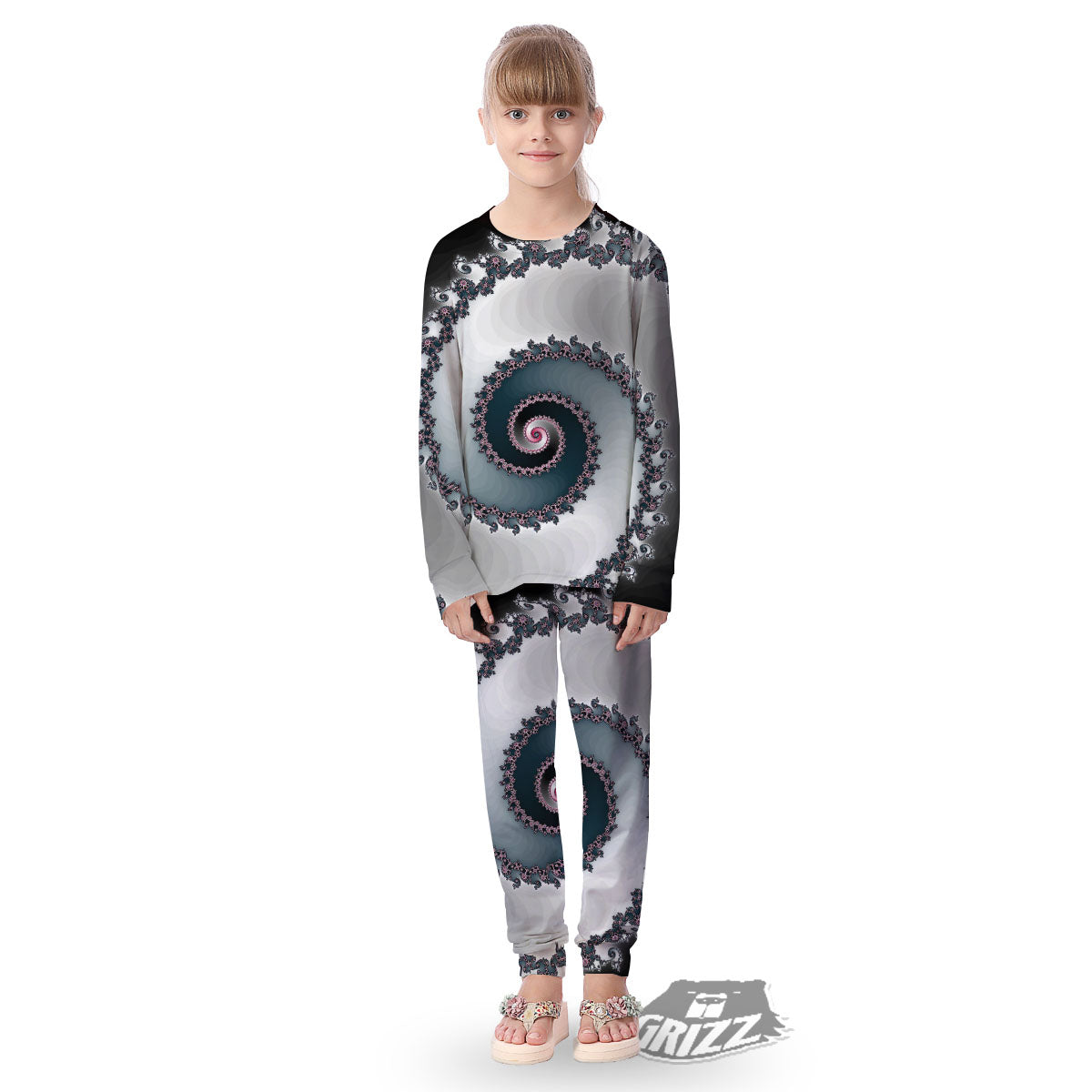 Fractal Infinite Print Kid's Pajamas-grizzshop
