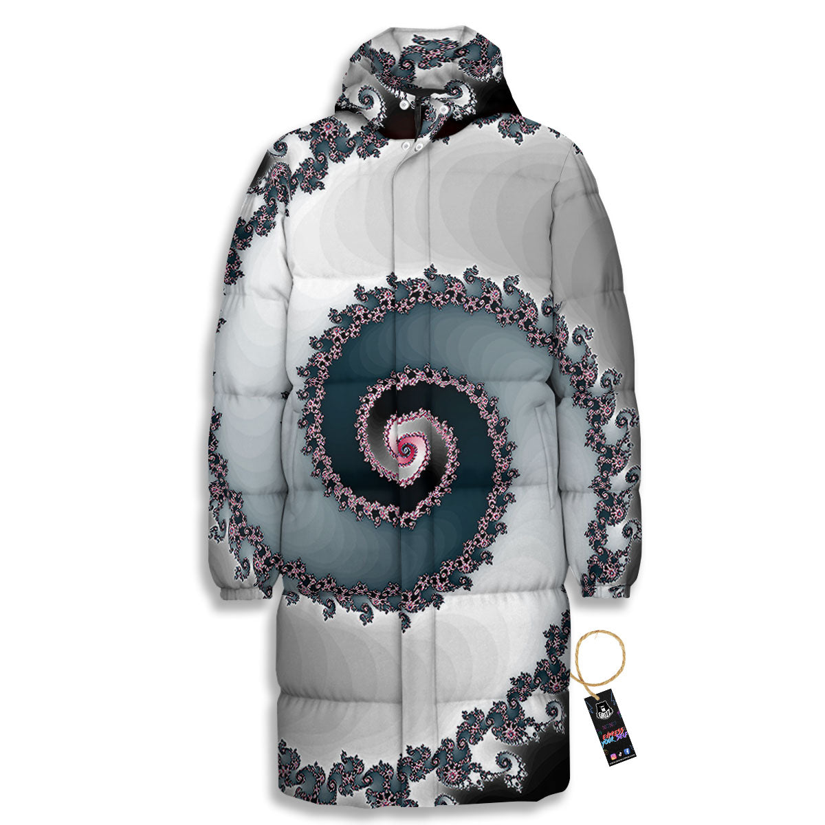Fractal Infinite Print Long Down Jacket-grizzshop