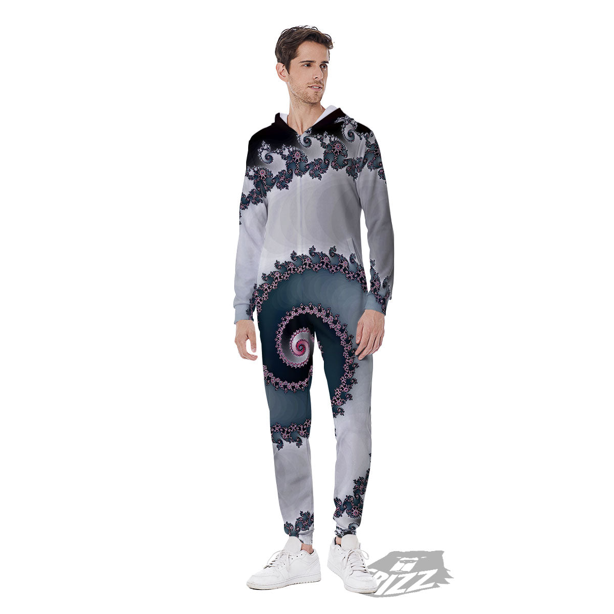 Fractal Infinite Print Men's Jumpsuit-grizzshop
