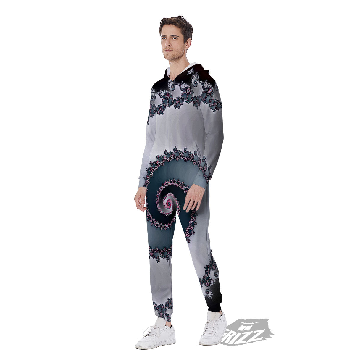 Fractal Infinite Print Men's Jumpsuit-grizzshop