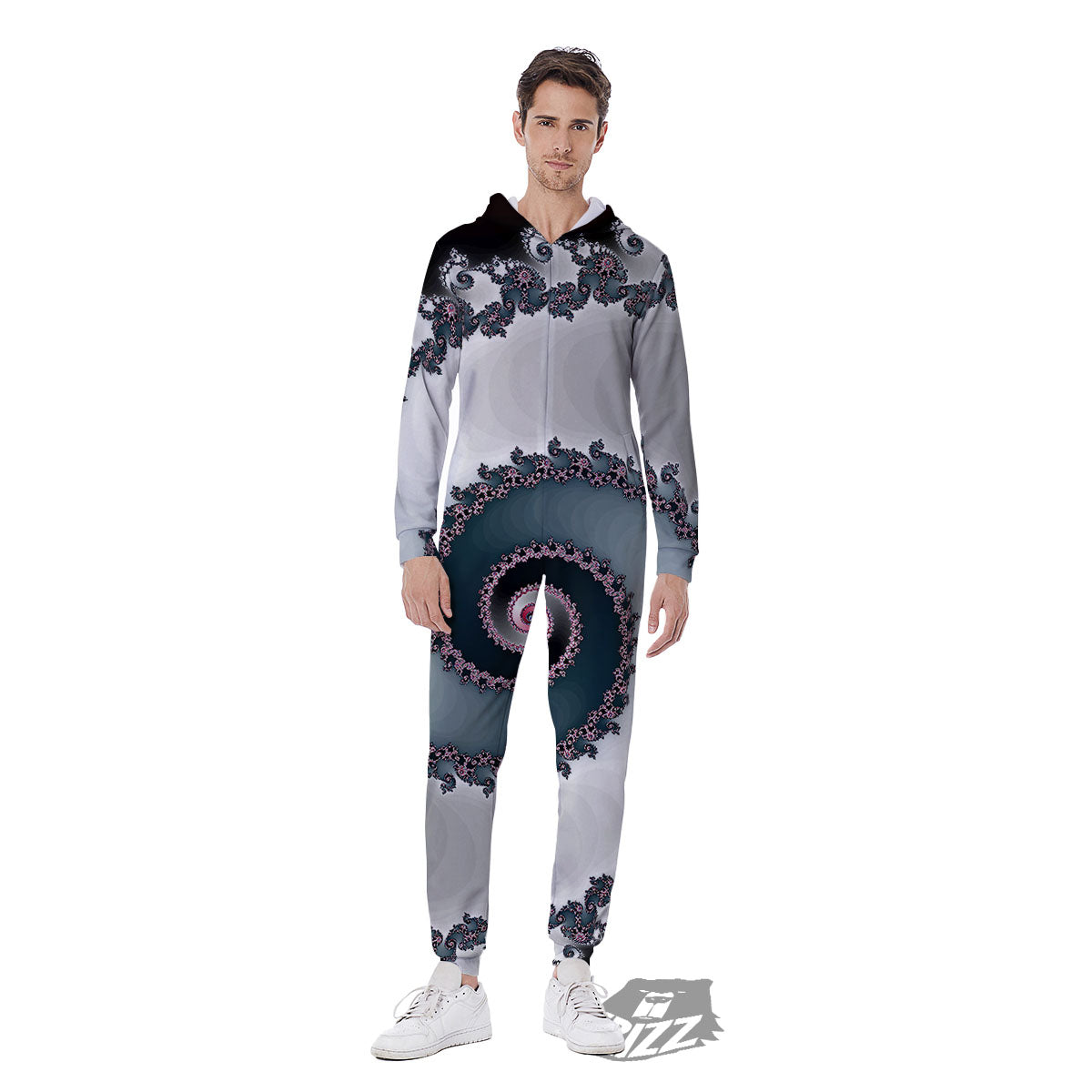 Fractal Infinite Print Men's Jumpsuit-grizzshop