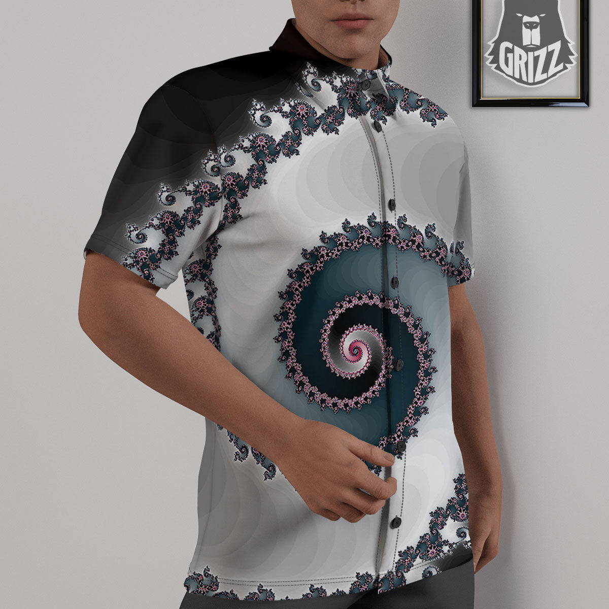 Fractal Infinite Print Untucked Shirts-grizzshop