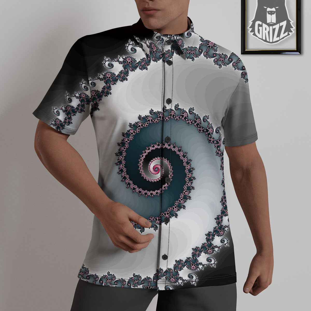 Fractal Infinite Print Untucked Shirts-grizzshop