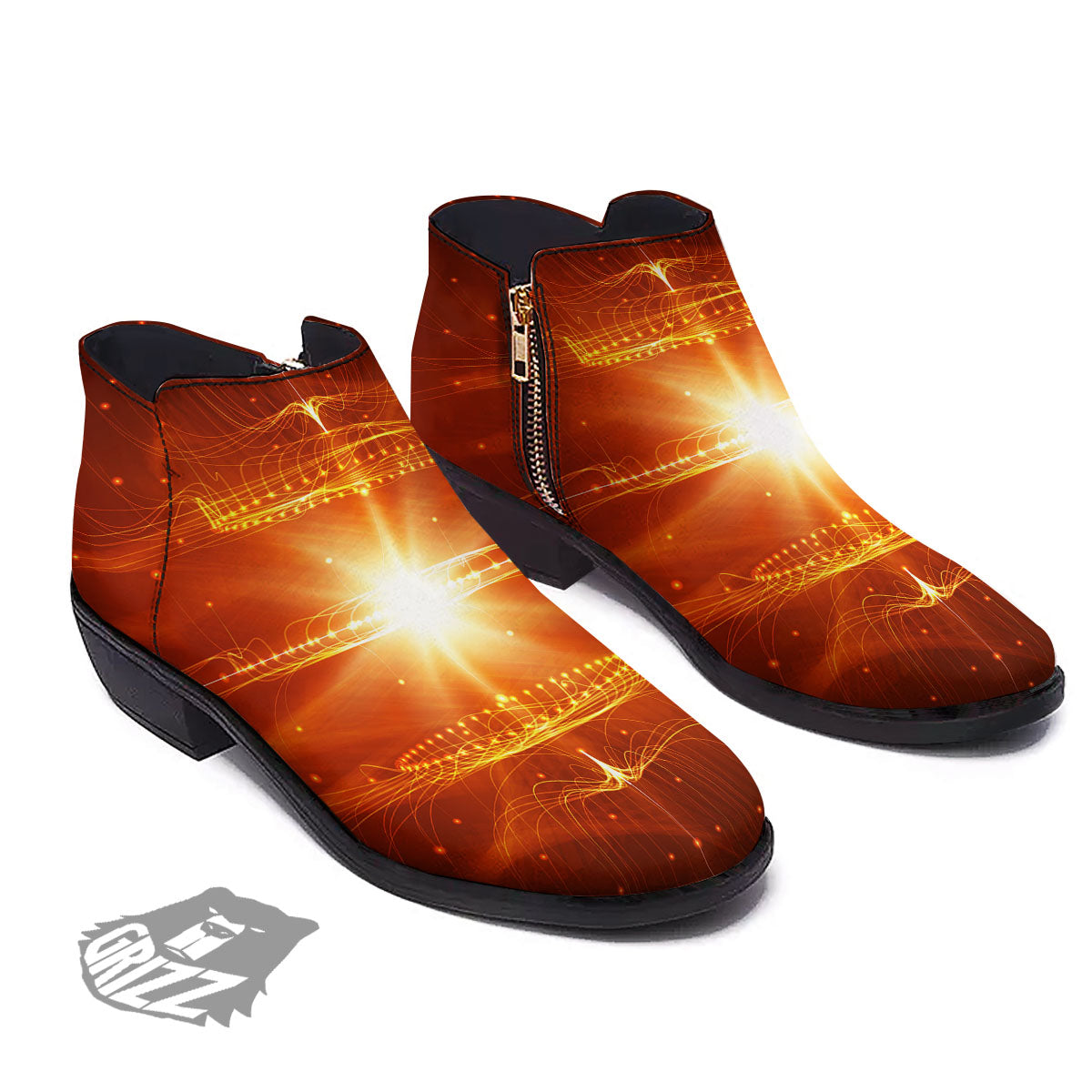 Fractal Light Print Ankle Boots-grizzshop