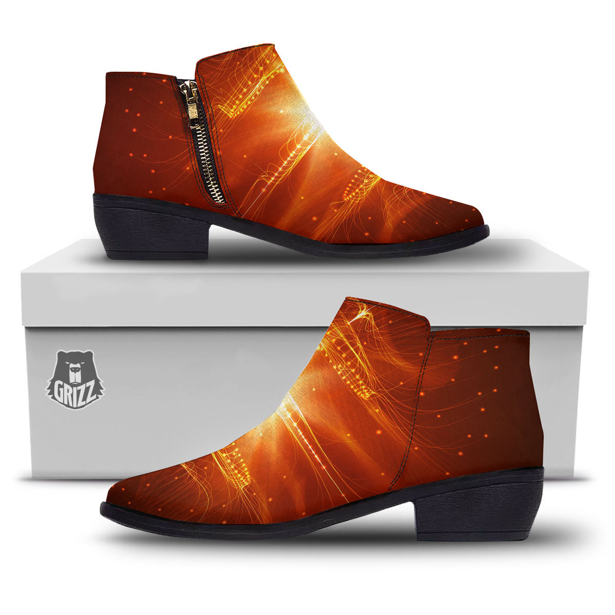 Fractal Light Print Ankle Boots-grizzshop