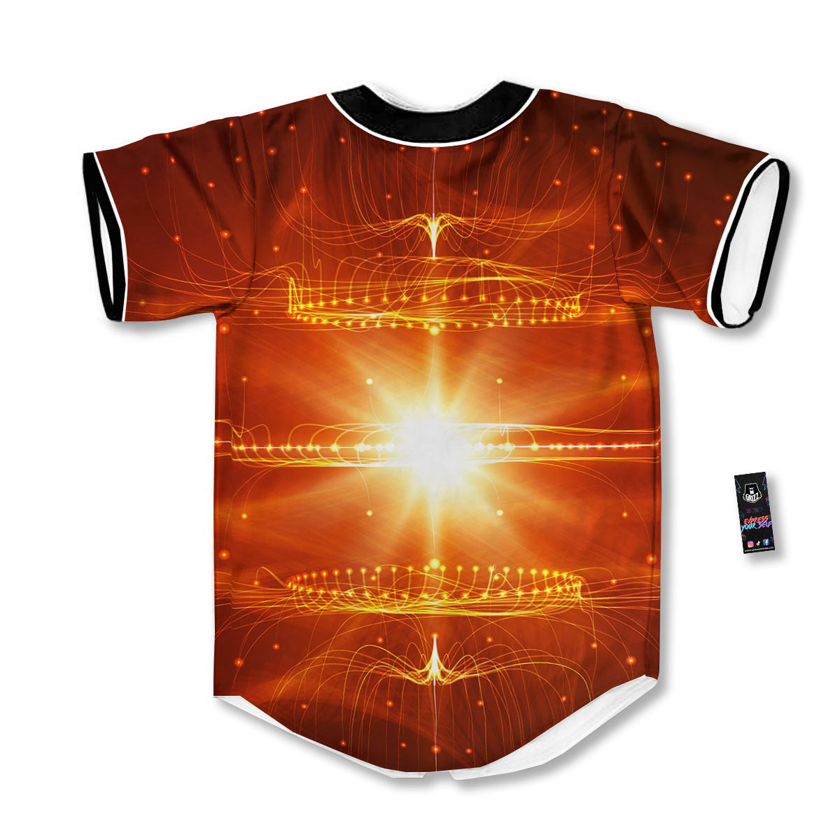 Fractal Light Print Baseball Jersey-grizzshop