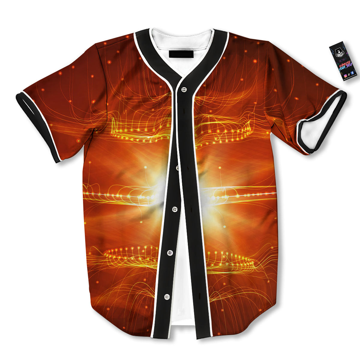 Fractal Light Print Baseball Jersey-grizzshop