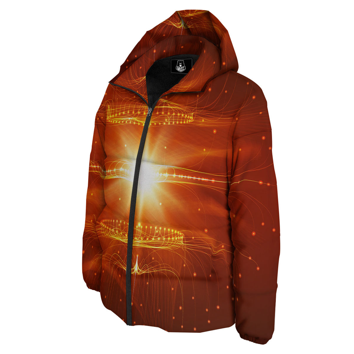 Fractal Light Print Down Jacket-grizzshop