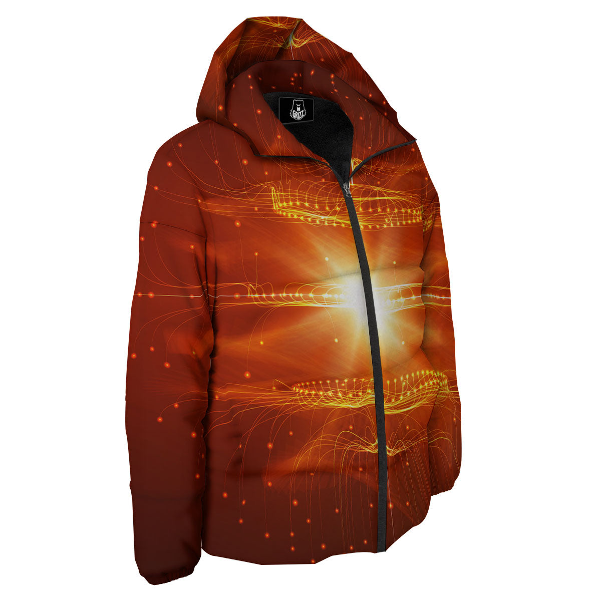 Fractal Light Print Down Jacket-grizzshop