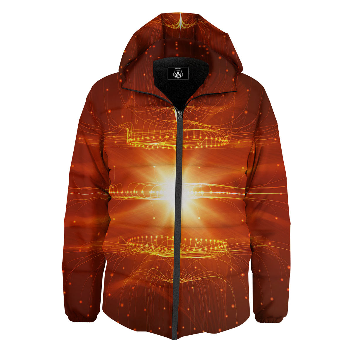 Fractal Light Print Down Jacket-grizzshop