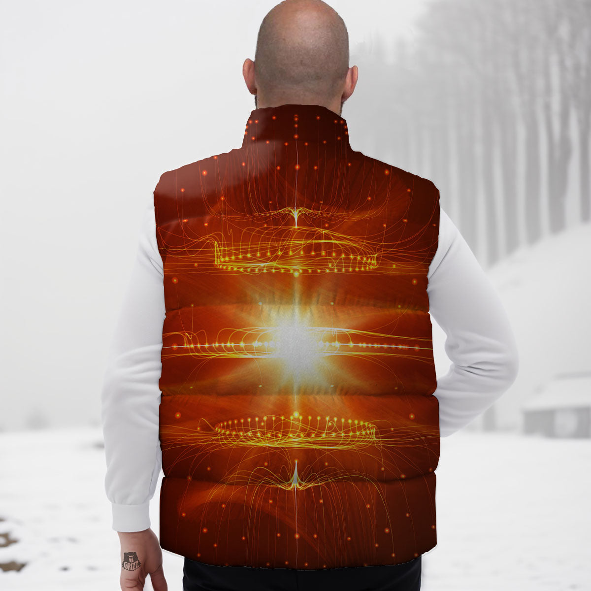 Fractal Light Print Down Vest