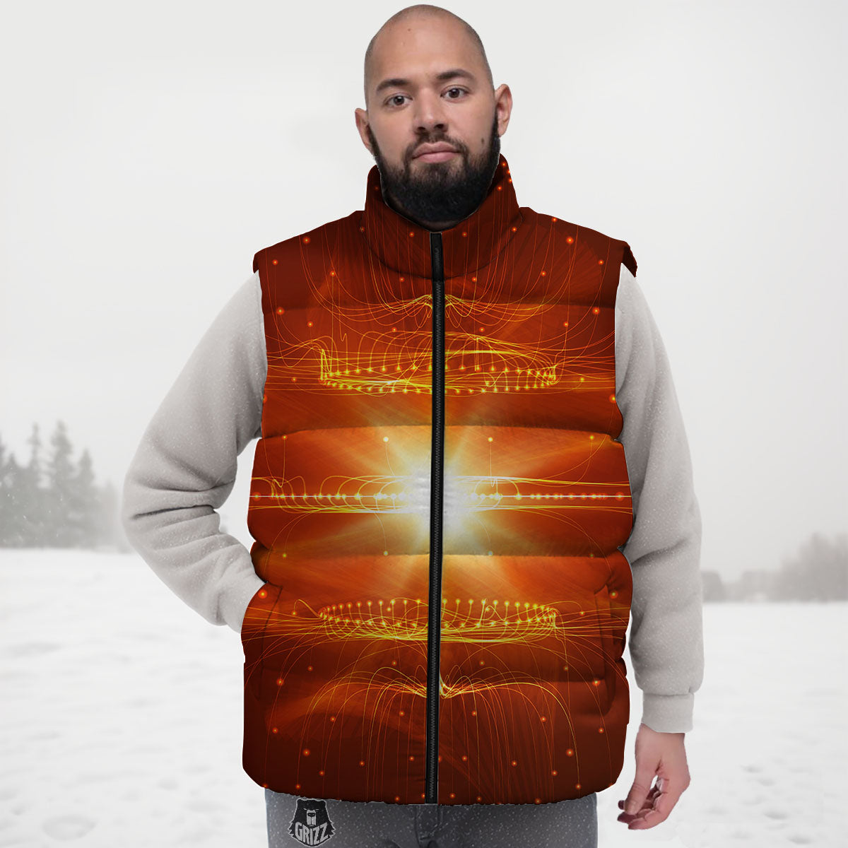 Fractal Light Print Down Vest