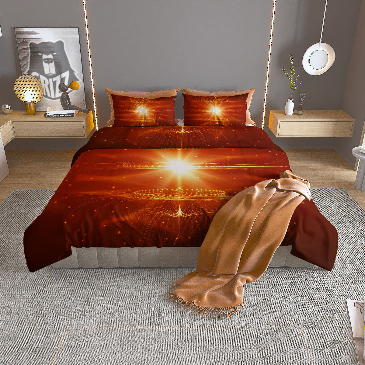 Fractal Light Print Duvet Cover Bedding Set