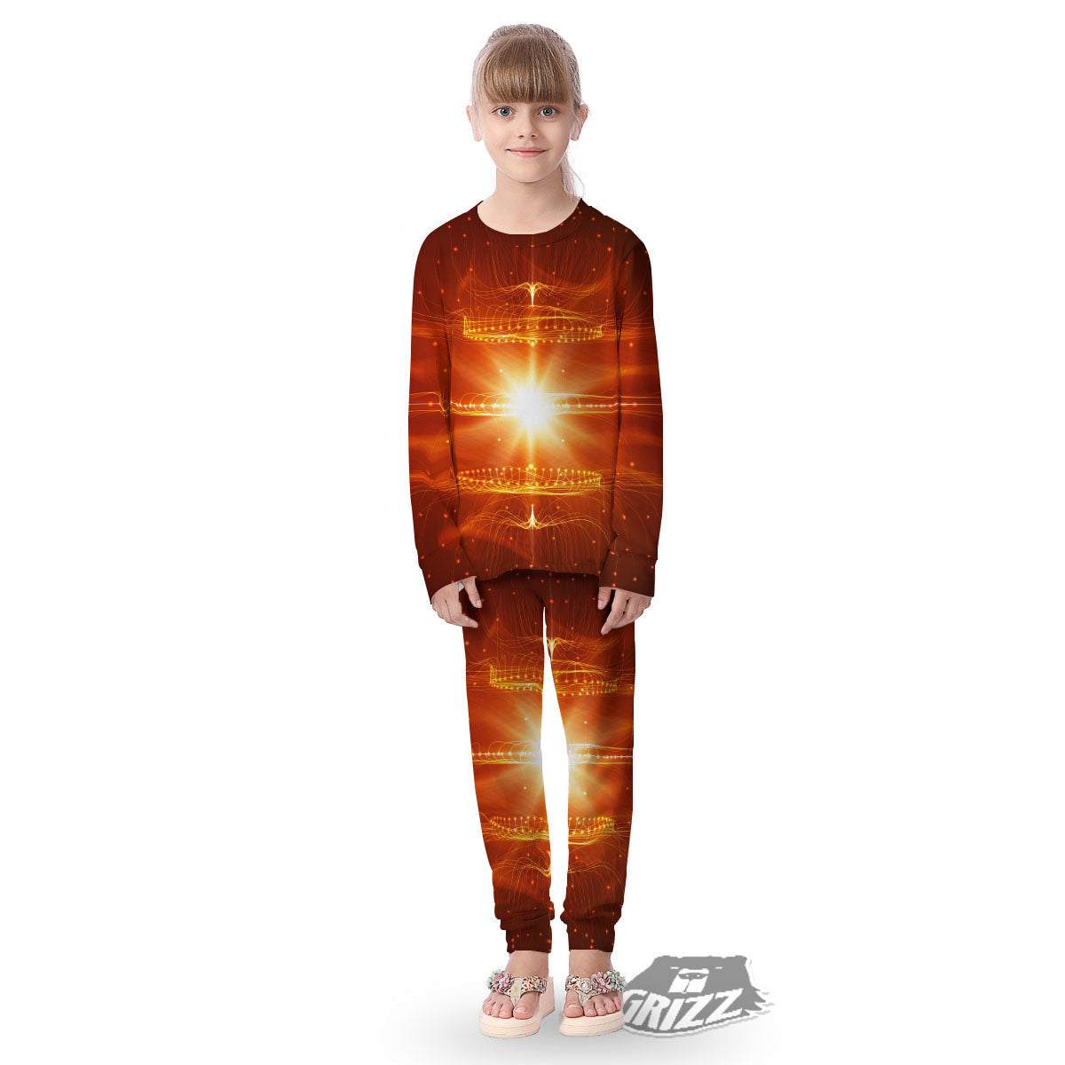 Fractal Light Print Kid's Pajamas-grizzshop
