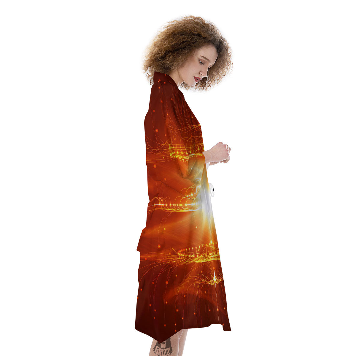 Fractal Light Print Kimono-grizzshop