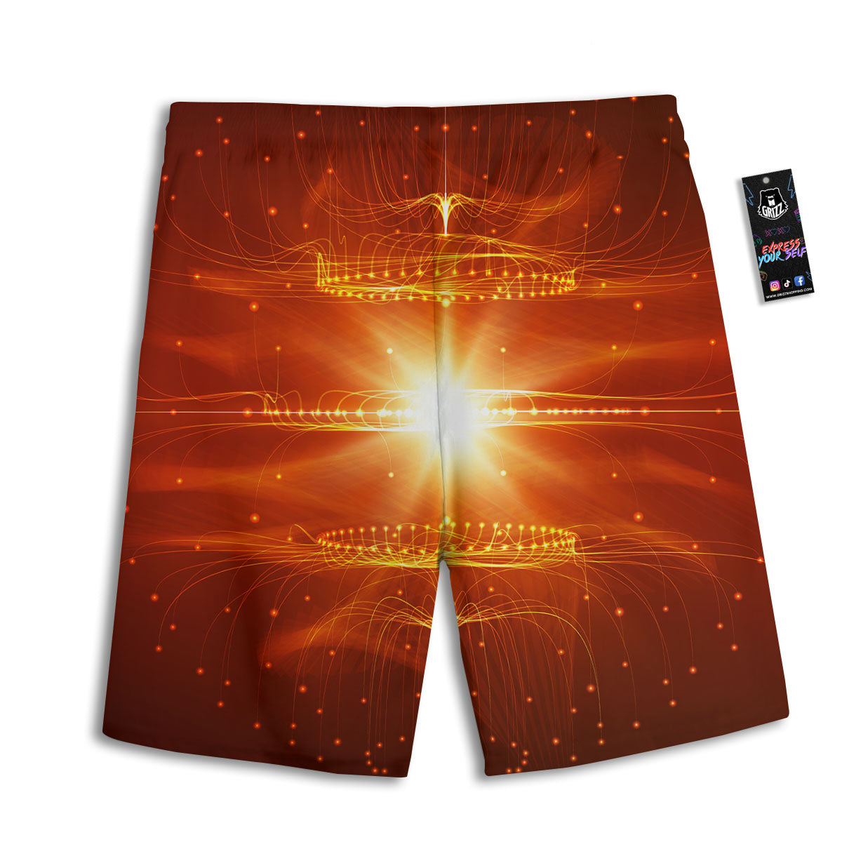 Fractal Light Print Men's Athletic Shorts