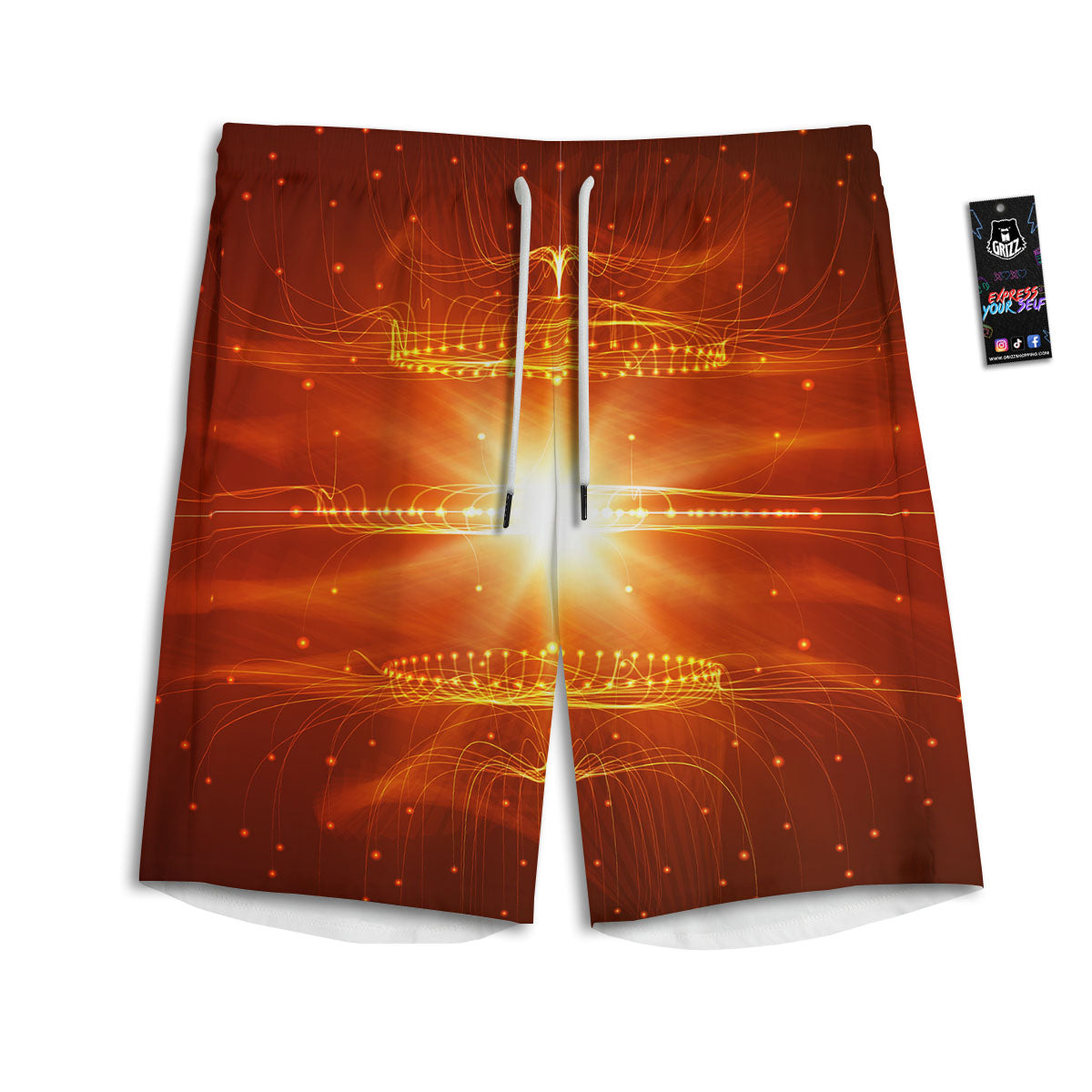 Fractal Light Print Men's Athletic Shorts