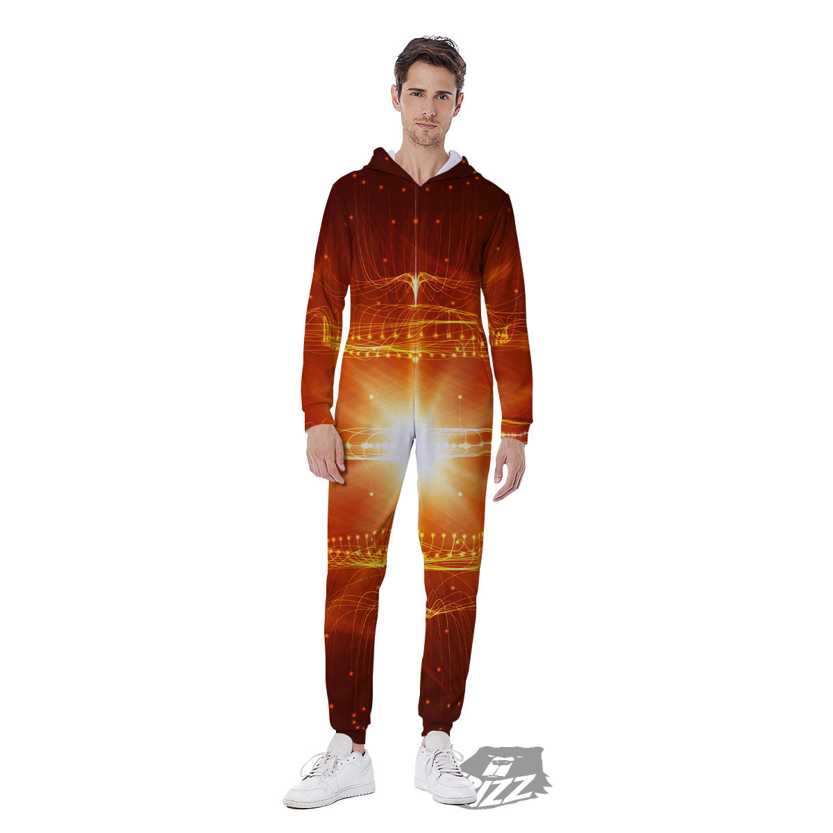 Fractal Light Print Men's Jumpsuit-grizzshop
