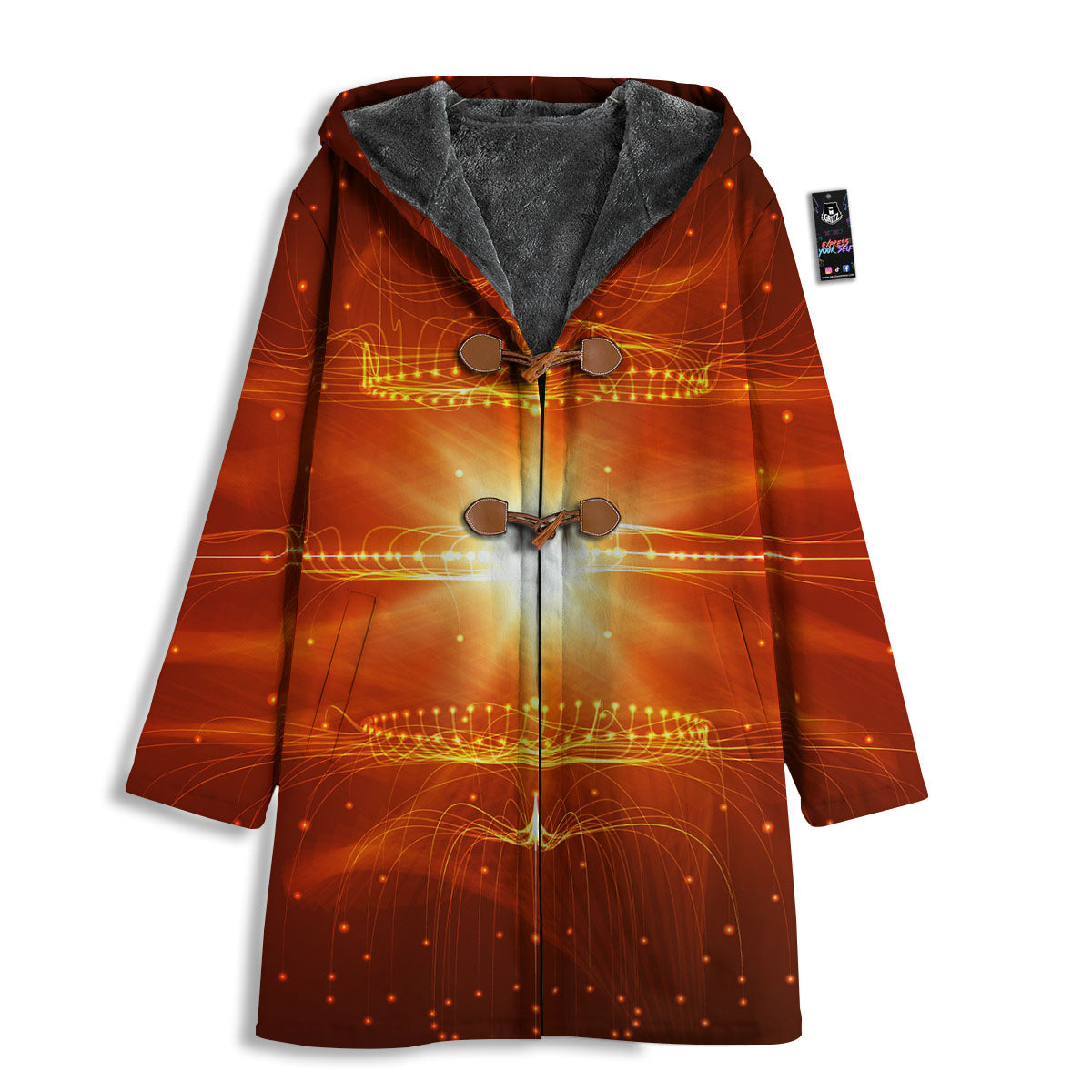 Fractal Light Print Men's Windbreaker Jacket-grizzshop