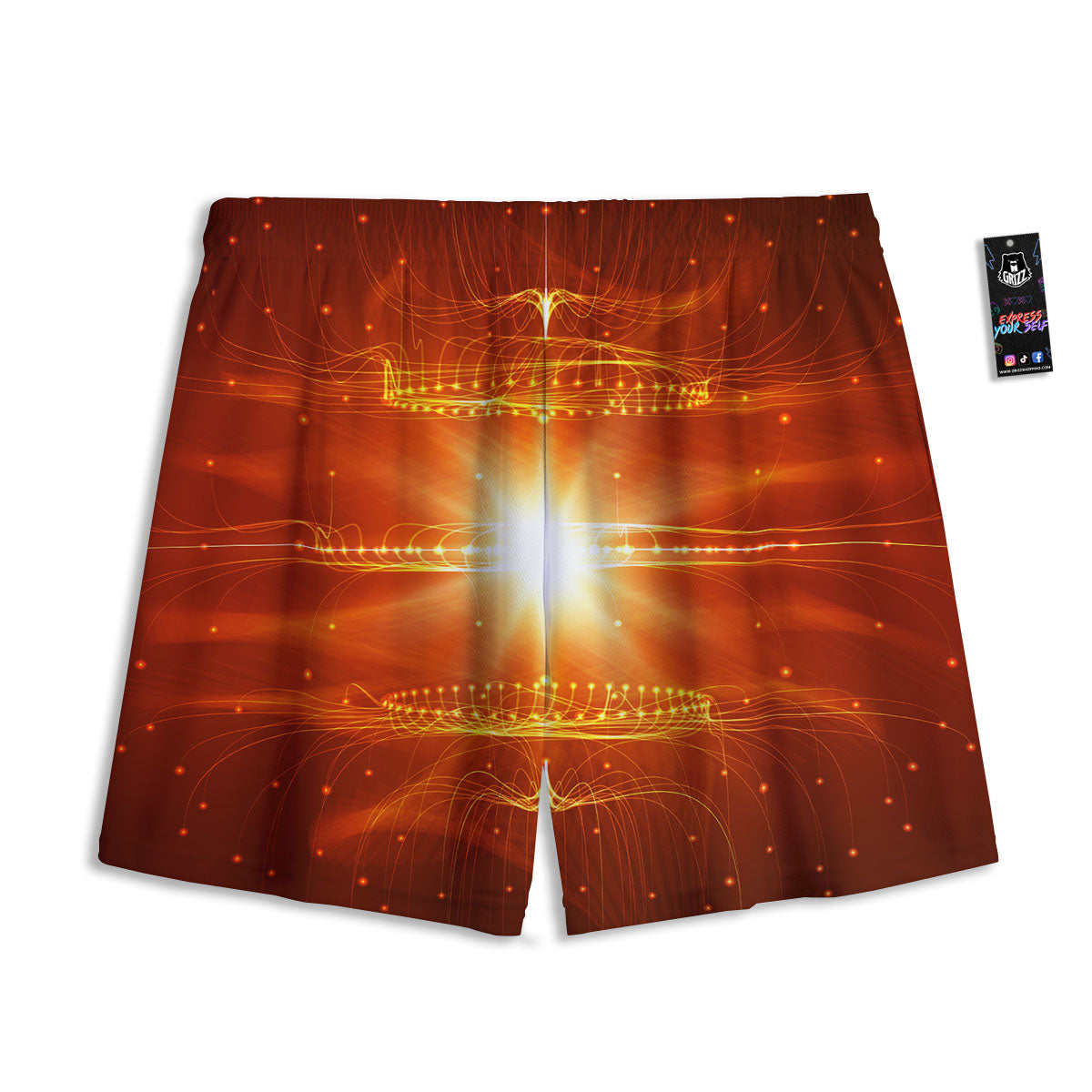 Fractal Light Print Mesh Shorts