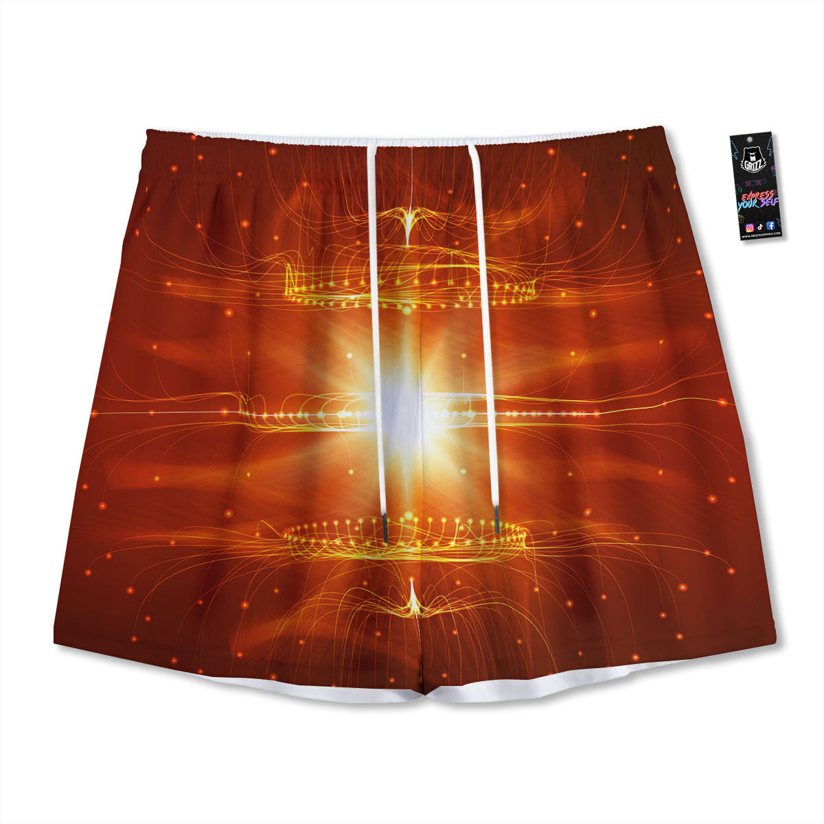 Fractal Light Print Mesh Shorts