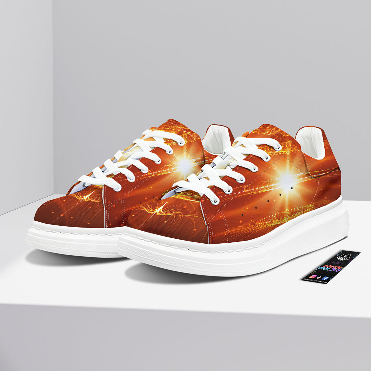Fractal Light Print Platform Shoes-grizzshop