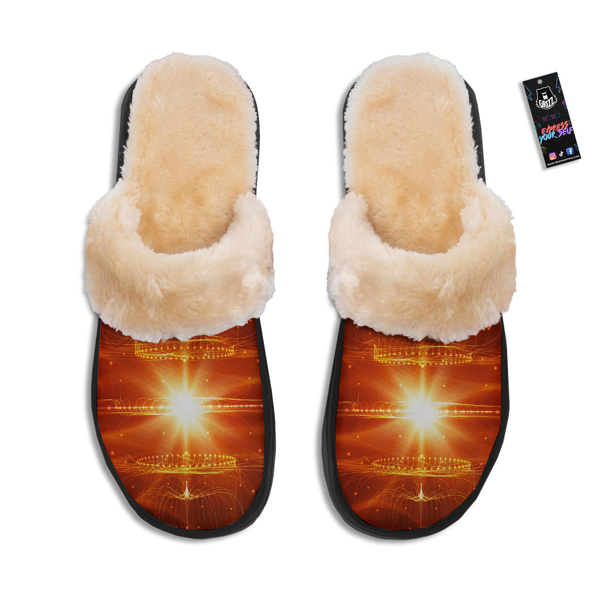 Fractal Light Print Slippers-grizzshop