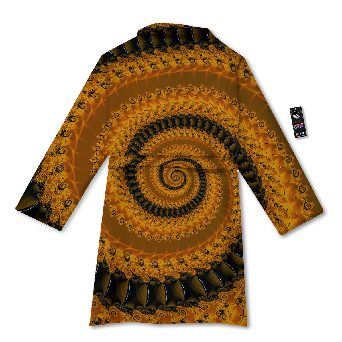 Fractal Orange Print Bathrobe-grizzshop
