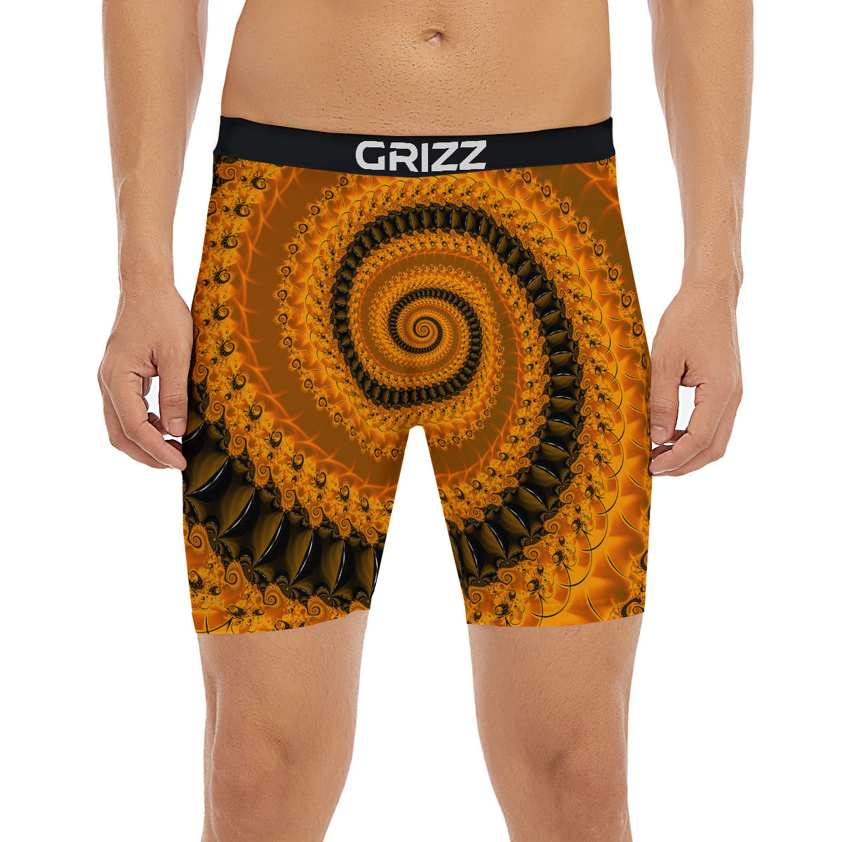 Fractal Orange Print Boxer Briefs-grizzshop
