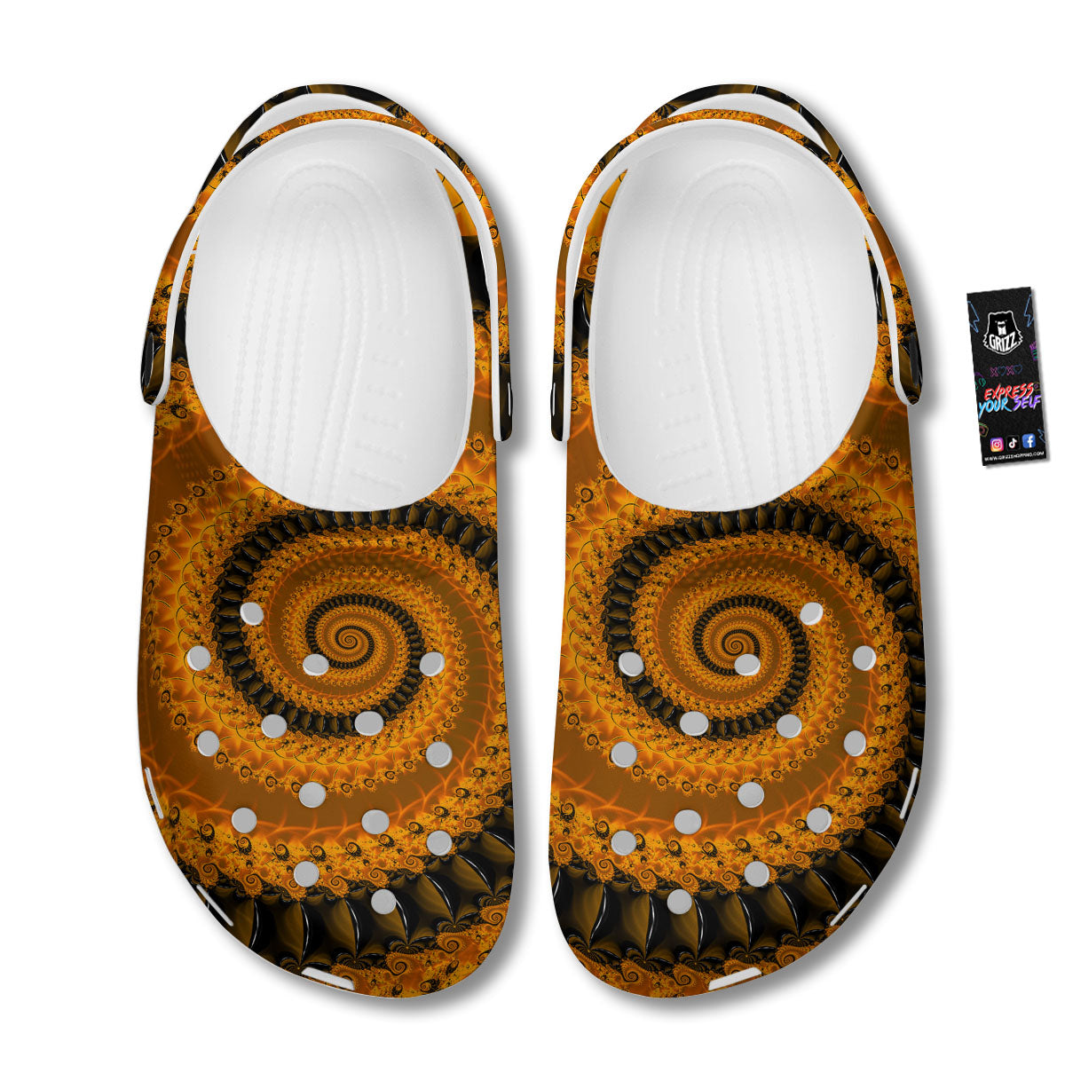 Fractal Orange Print Clog-grizzshop