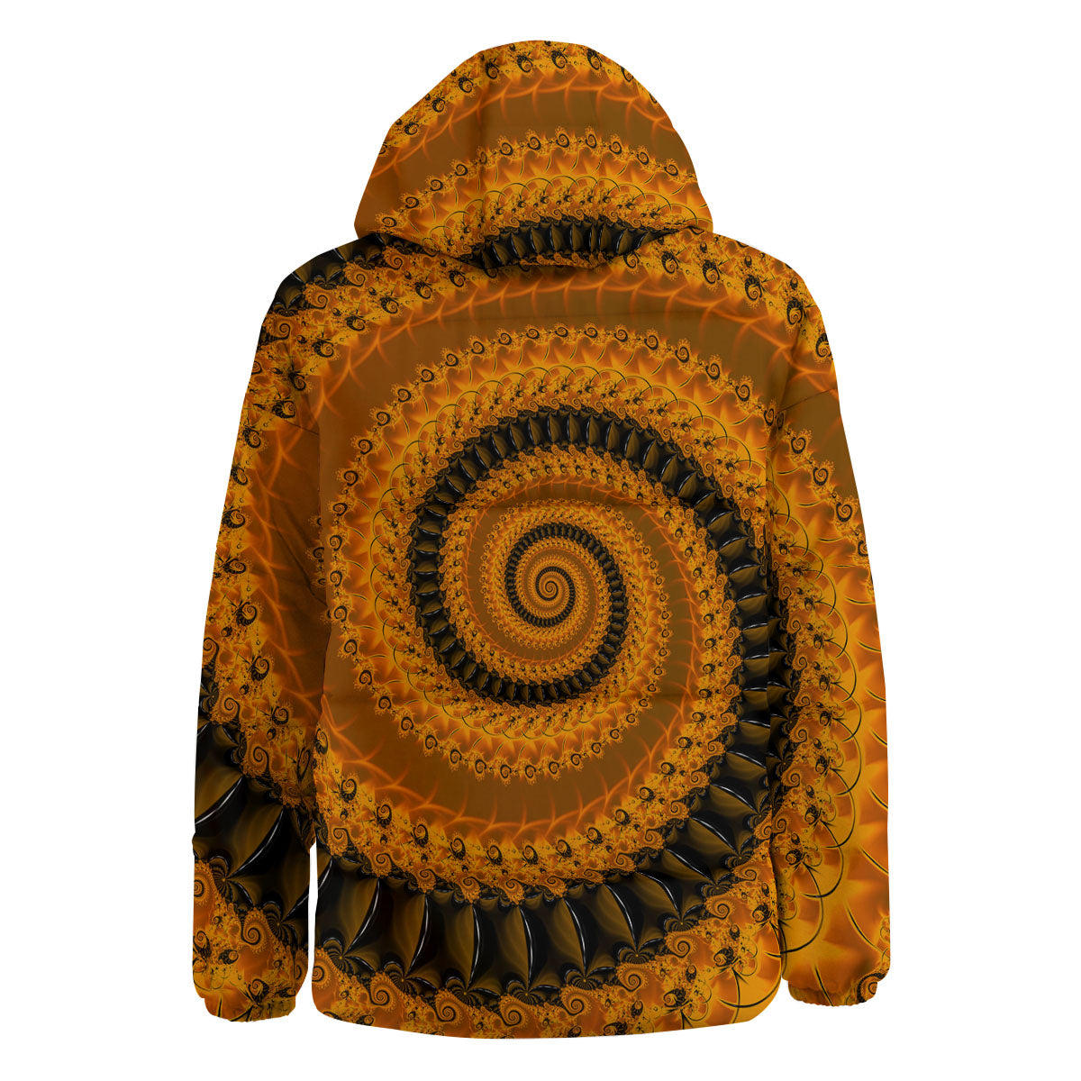 Fractal Orange Print Down Jacket-grizzshop