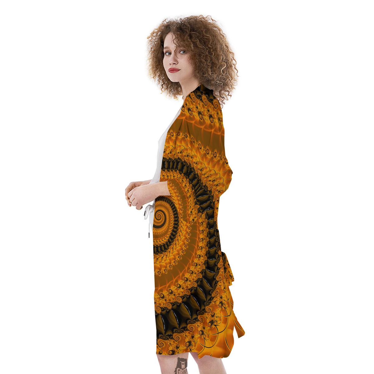 Fractal Orange Print Kimono-grizzshop