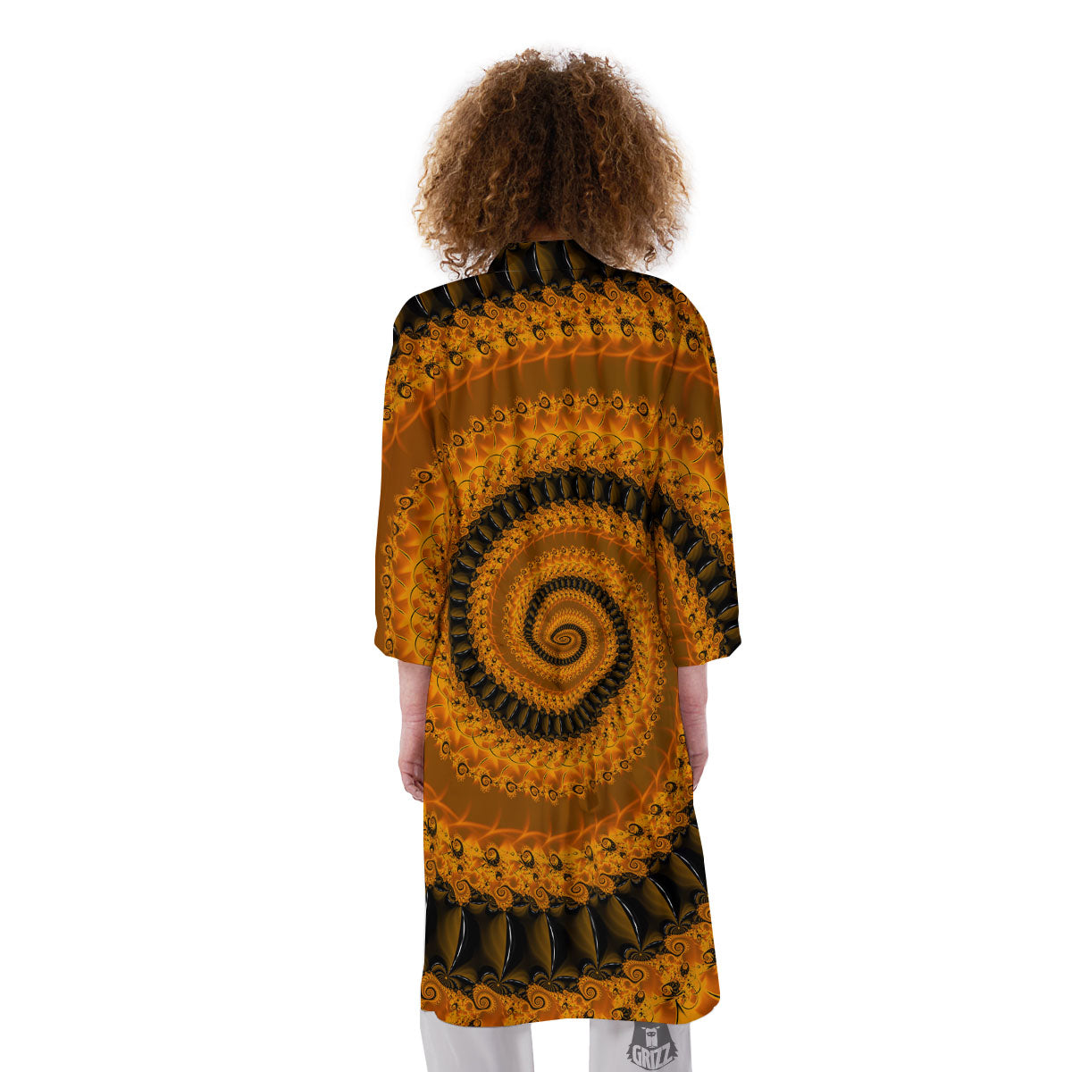 Fractal Orange Print Kimono-grizzshop