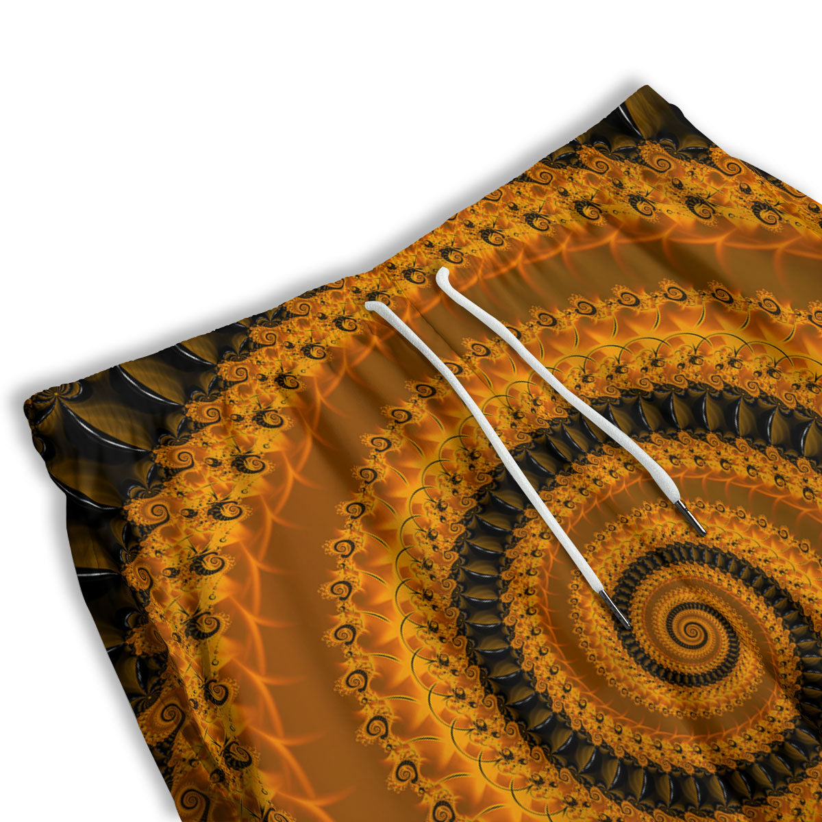 Fractal Orange Print Men's Athletic Shorts