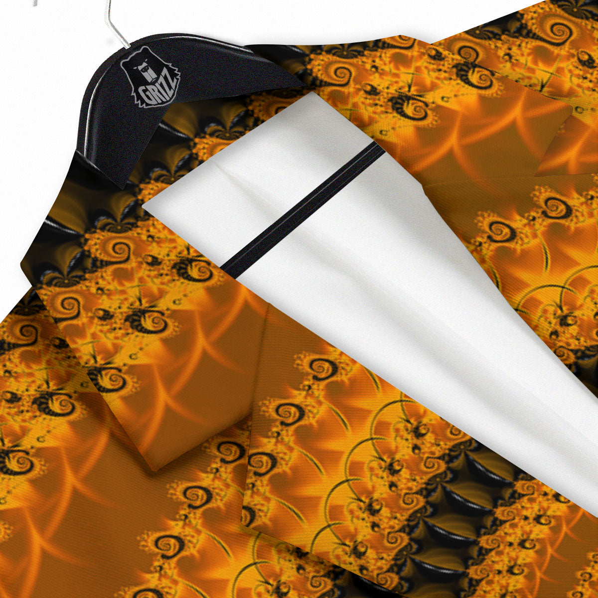 Fractal Orange Print Men's Sport Coat-grizzshop