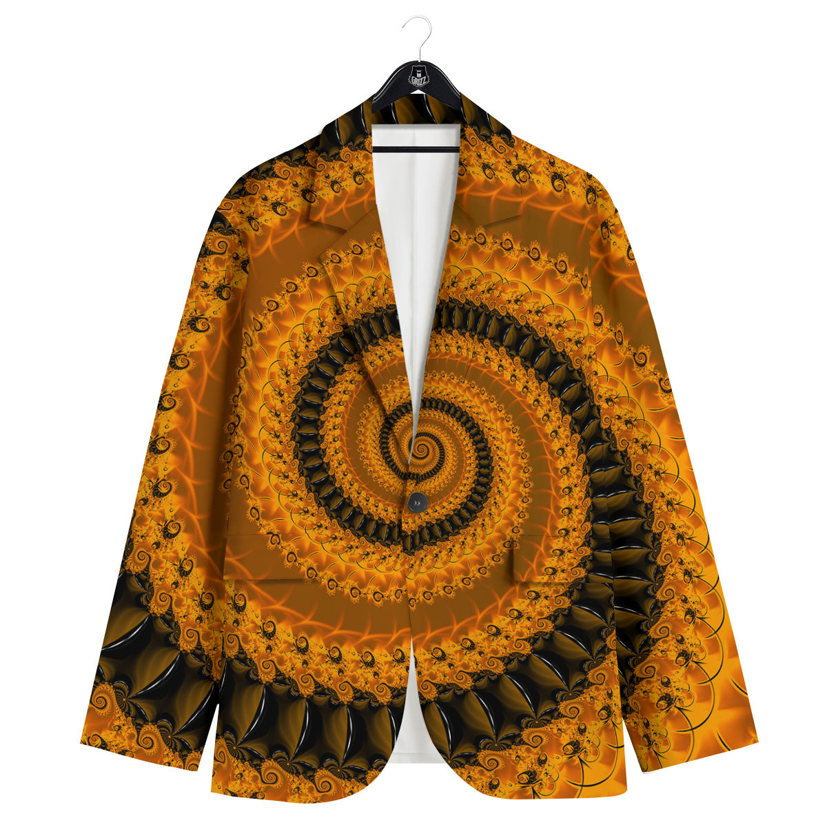 Fractal Orange Print Men's Sport Coat-grizzshop