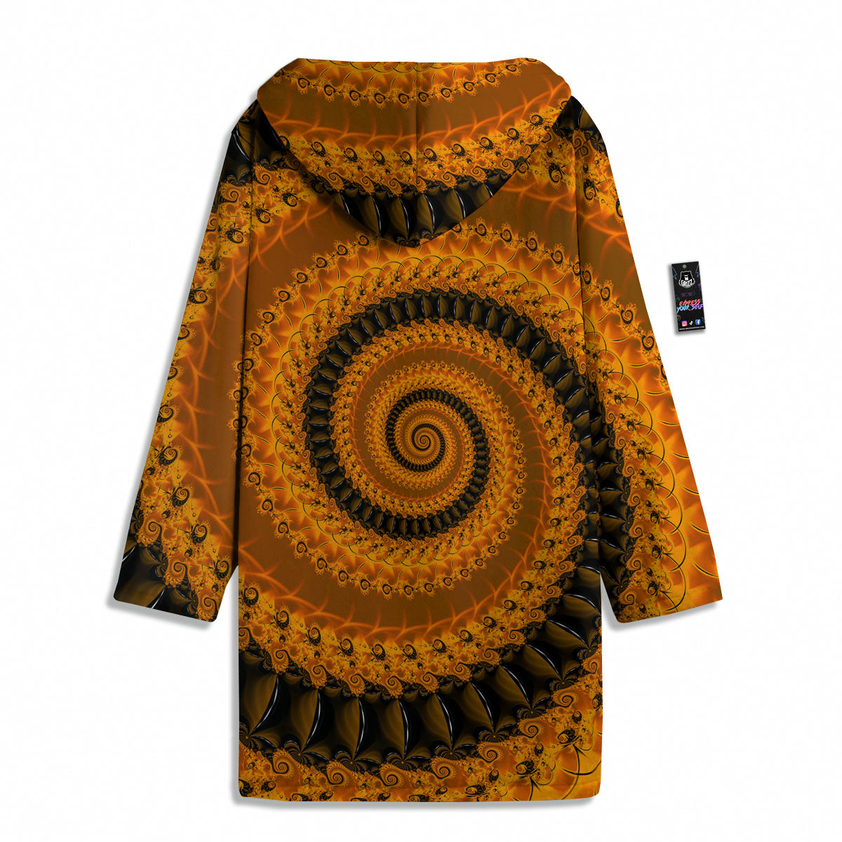 Fractal Orange Print Men's Windbreaker Jacket-grizzshop