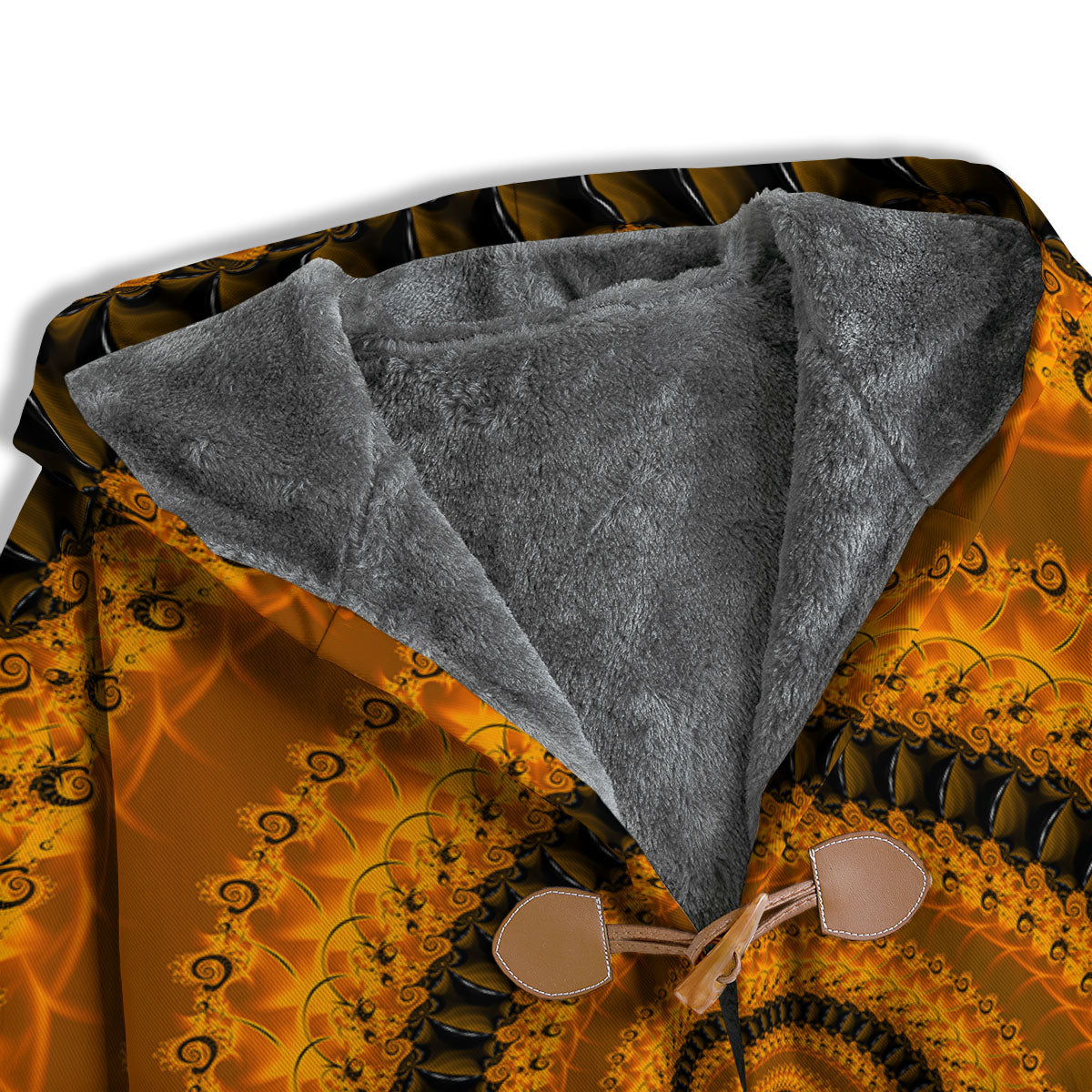 Fractal Orange Print Men's Windbreaker Jacket-grizzshop