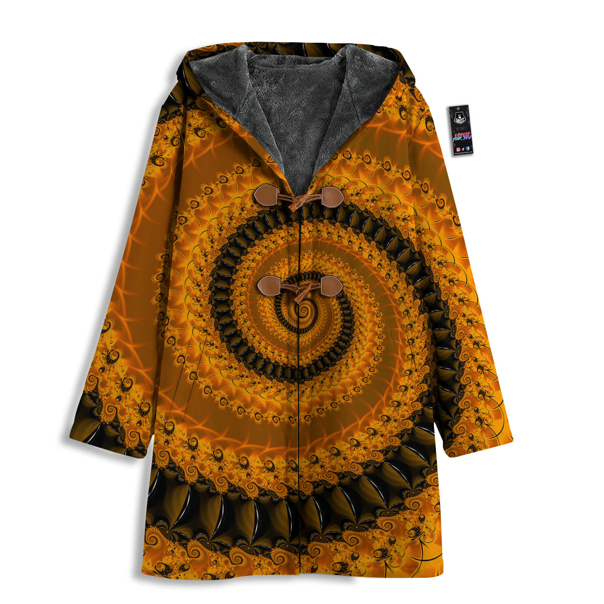 Fractal Orange Print Men's Windbreaker Jacket-grizzshop