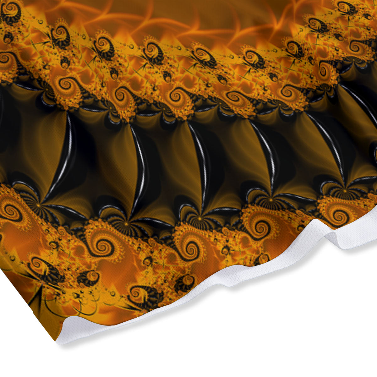 Fractal Orange Print Mesh Shorts