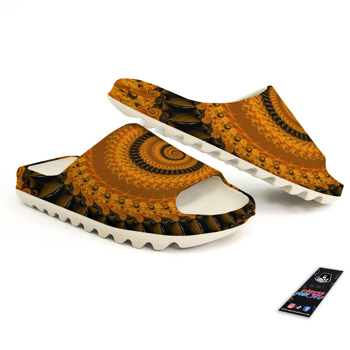 Fractal Orange Print Sandals-grizzshop