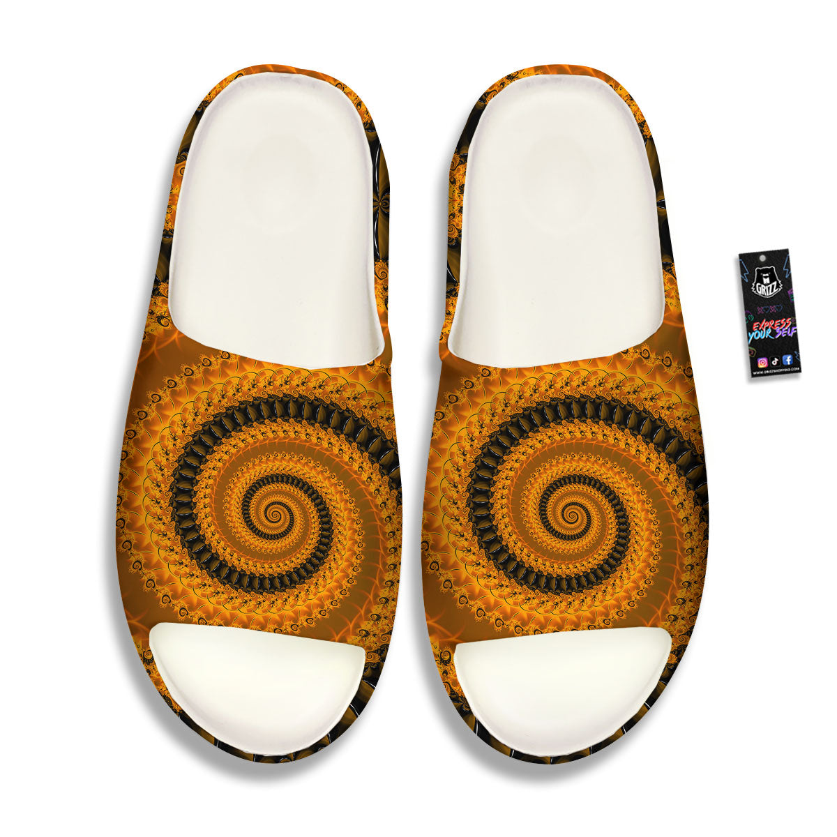 Fractal Orange Print Sandals-grizzshop