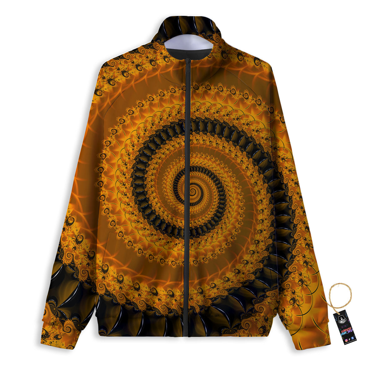 Fractal Orange Print Track Jacket-grizzshop