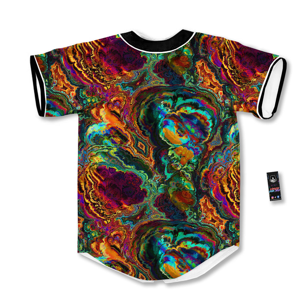 Fractal Psychedelic Print Pattern Baseball Jersey-grizzshop