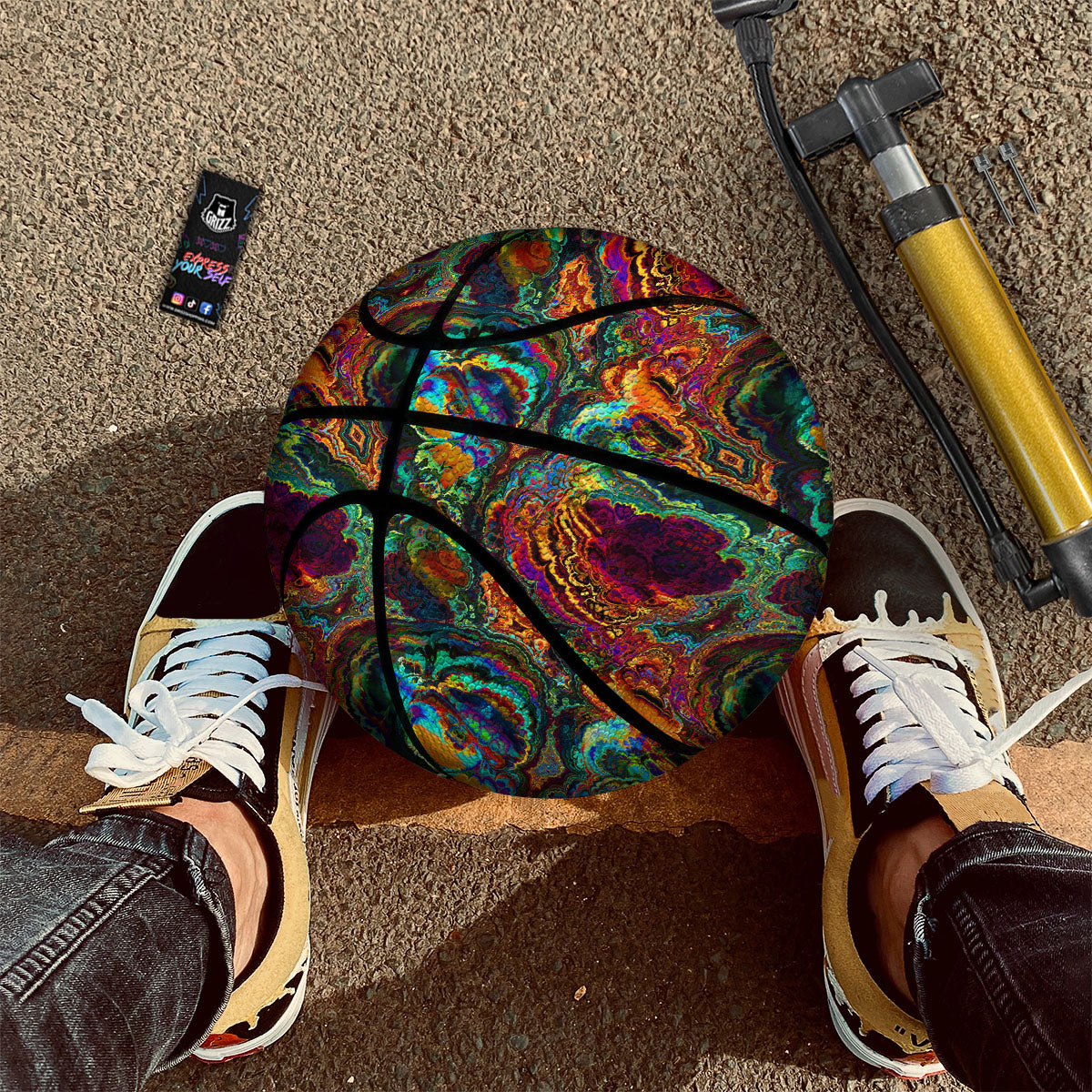 Fractal Psychedelic Print Pattern Basketball-grizzshop