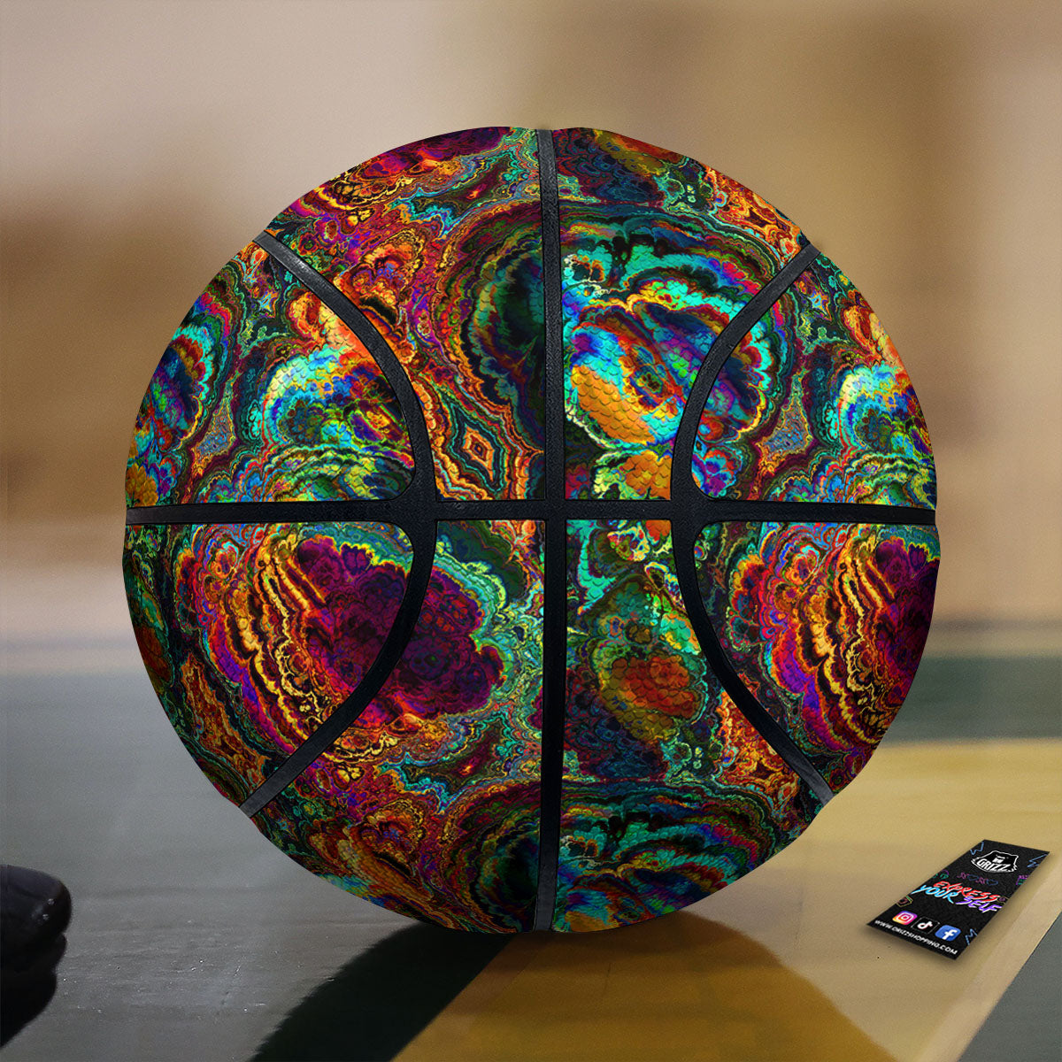 Fractal Psychedelic Print Pattern Basketball-grizzshop