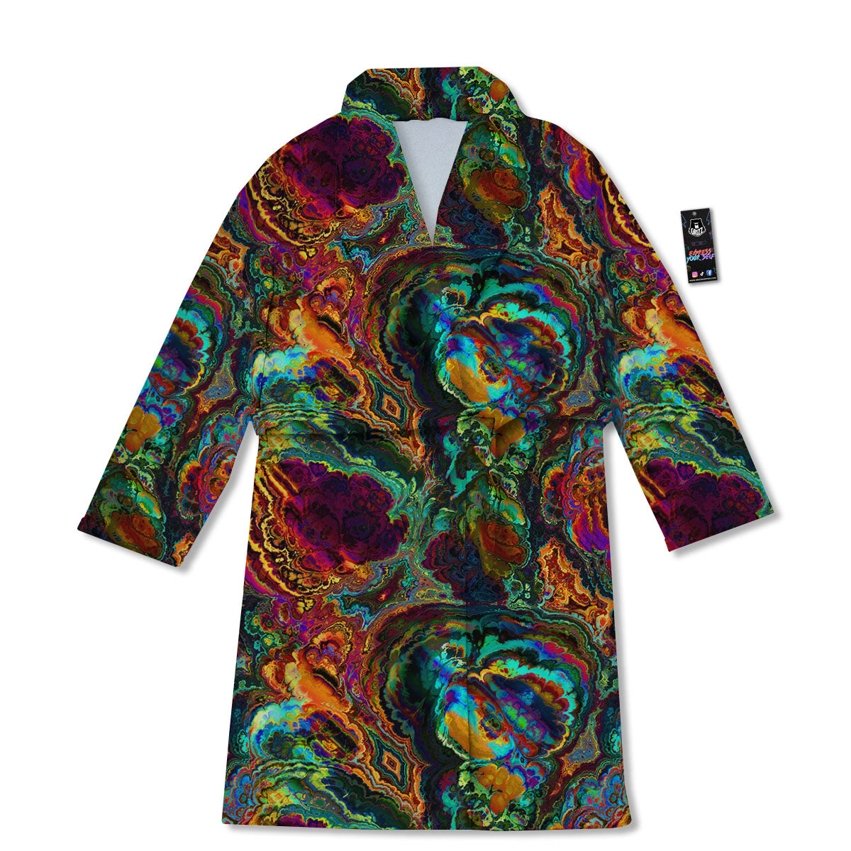 Fractal Psychedelic Print Pattern Bathrobe-grizzshop