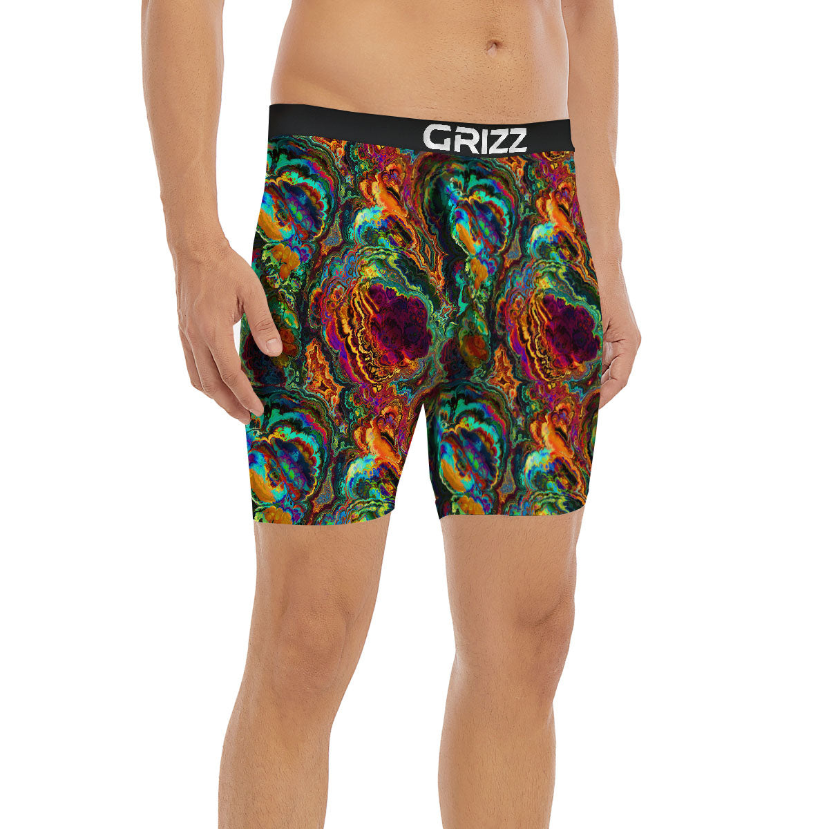 Fractal Psychedelic Print Pattern Boxer Briefs-grizzshop
